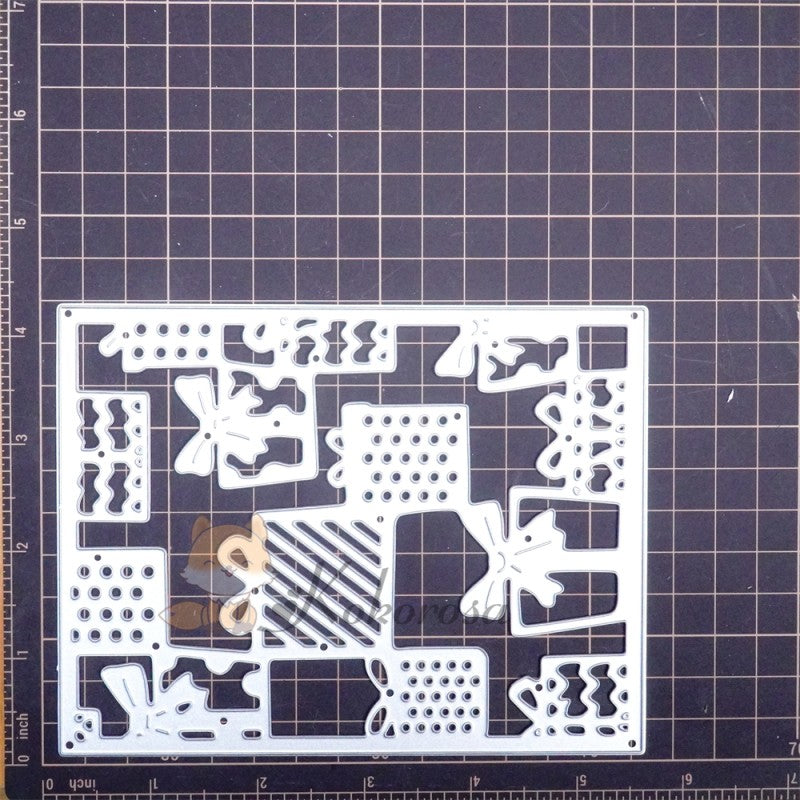 Kokorosa Metal Cutting Dies with Checkered Gift Box Background Board