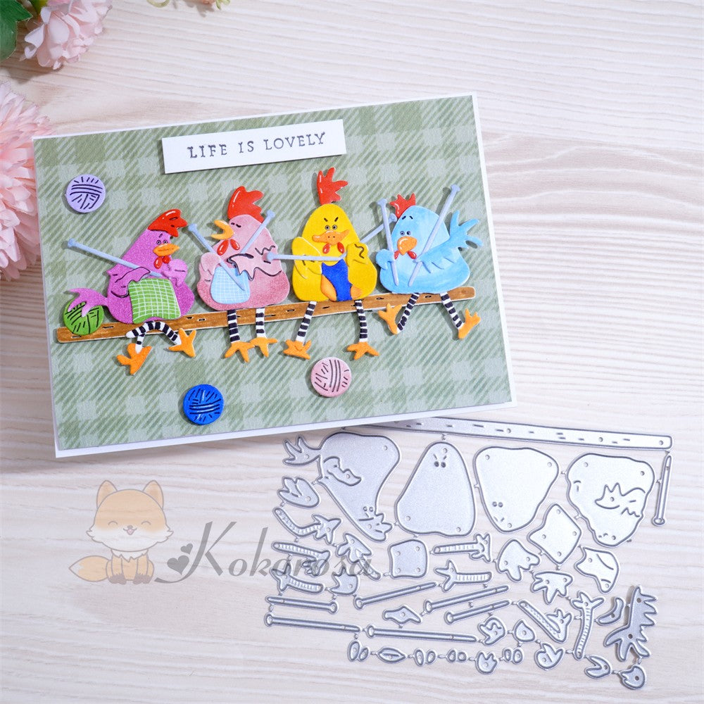 Kokorosa Metal Cutting Dies with Chickens Knitting sweaters