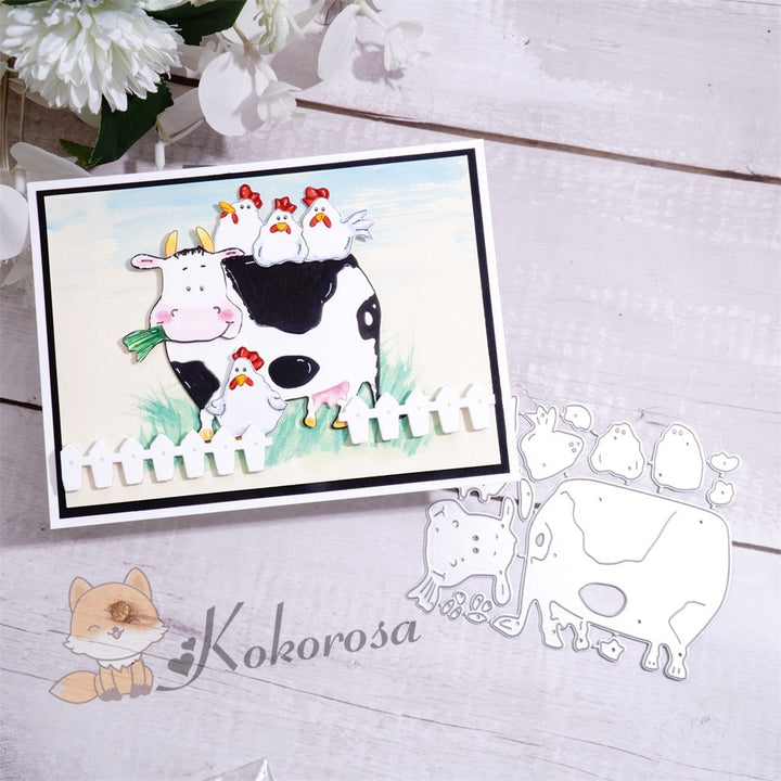Kokorosa Metal Cutting Dies with Chickens & Cow