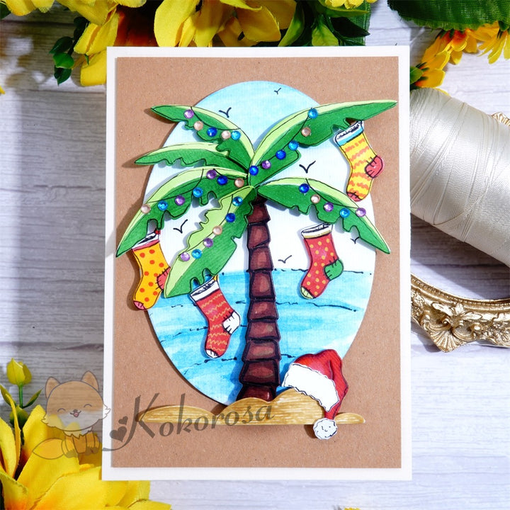 Kokorosa Metal Cutting Dies with Christmas Theme Palm Tree