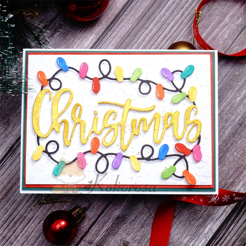 Kokorosa Metal Cutting Dies with "Christmas" Word with Light String