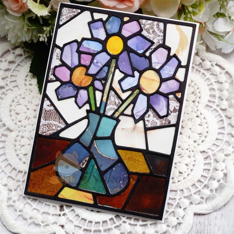 Kokorosa Metal Cutting Dies with Collage Art Flower Frame Board
