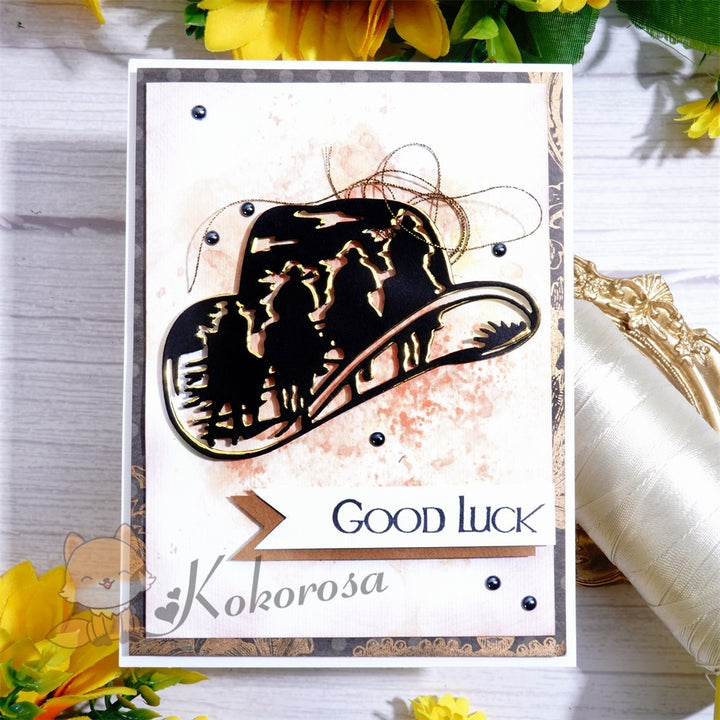 Kokorosa Metal Cutting Dies with Cowboys Hat Shaped Frame