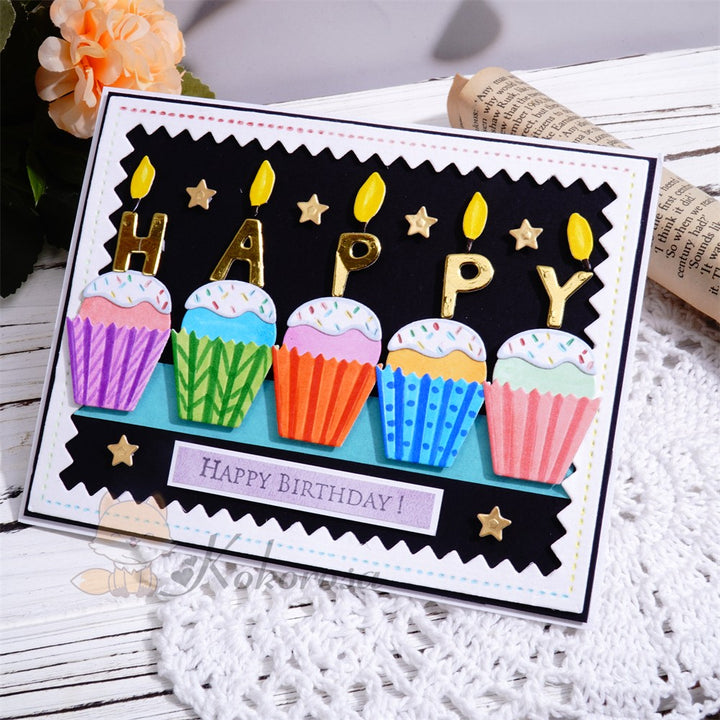 Kokorosa Metal Cutting Dies with Cupcake & “HAPPY” Words