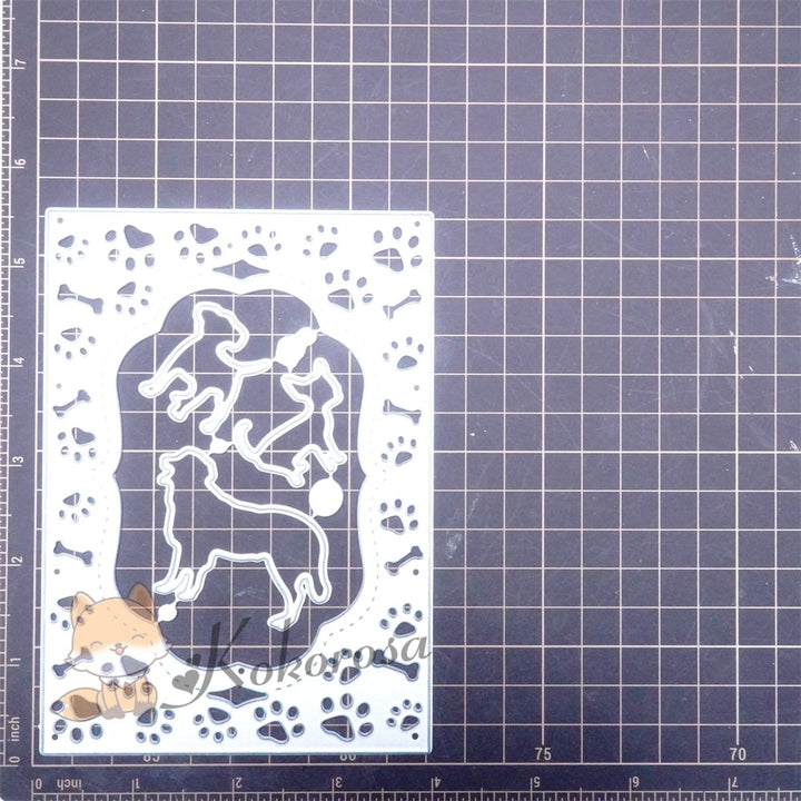 Kokorosa Metal Cutting Dies with Cute Puppy Paws Frame Board