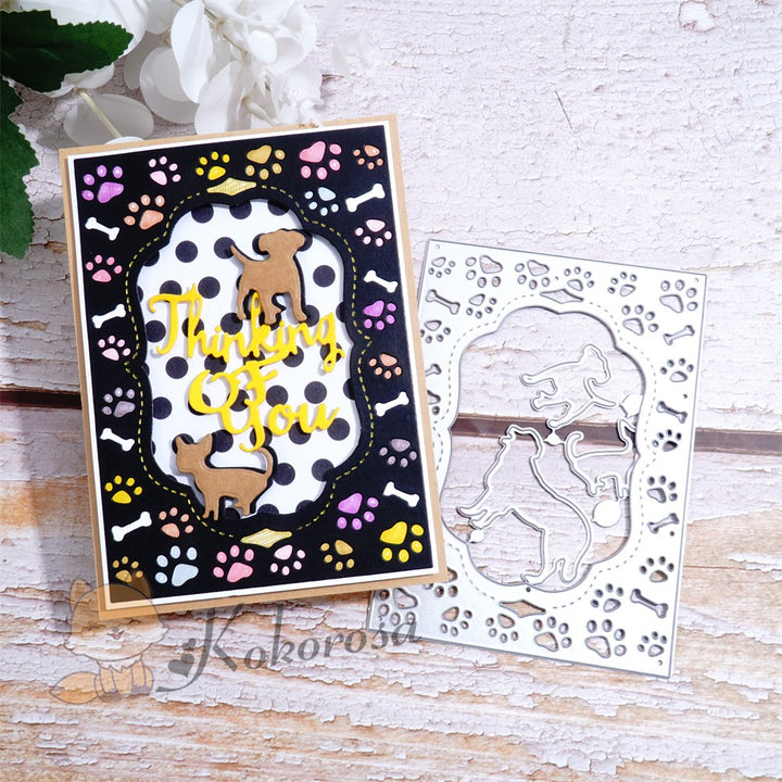 Kokorosa Metal Cutting Dies with Cute Puppy Paws Frame Board