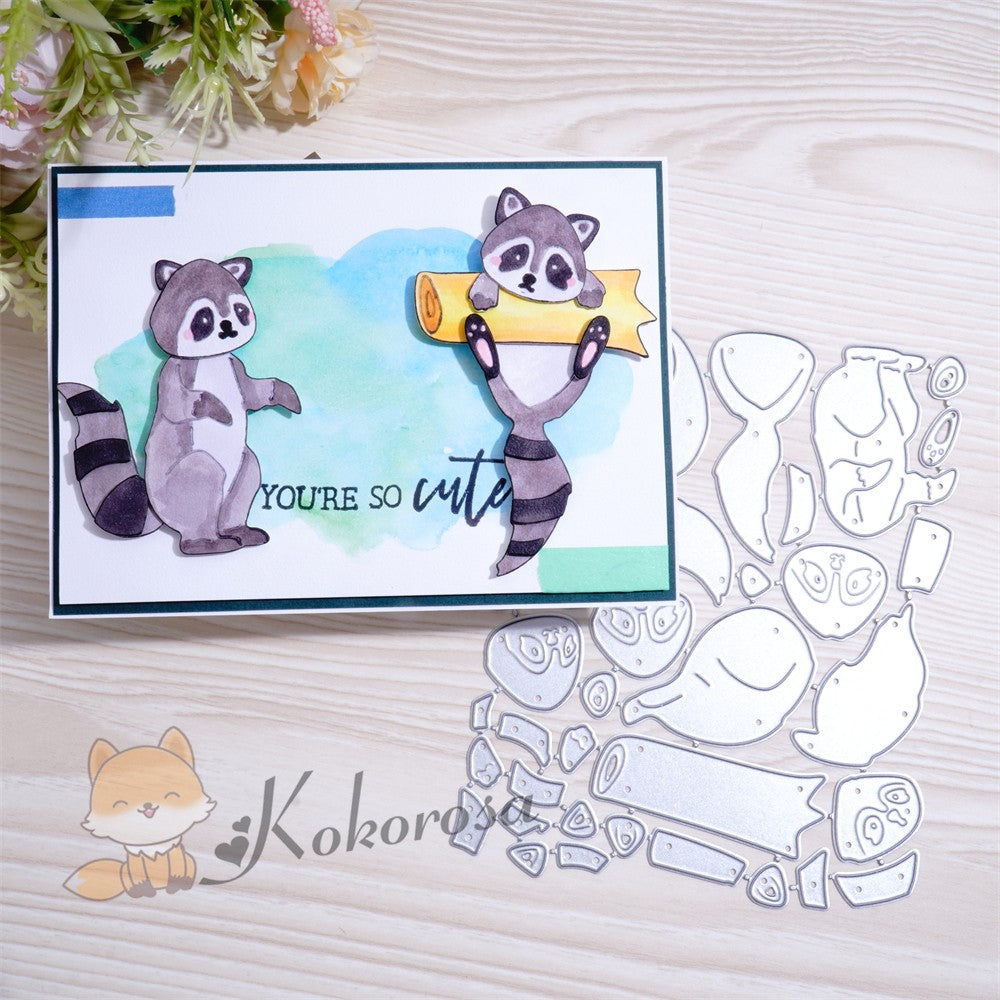 Kokorosa Metal Cutting Dies with Cute Raccoons