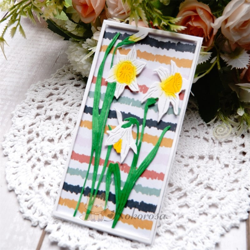 Kokorosa Metal Cutting Dies with Daffodils Flowers Frame Board