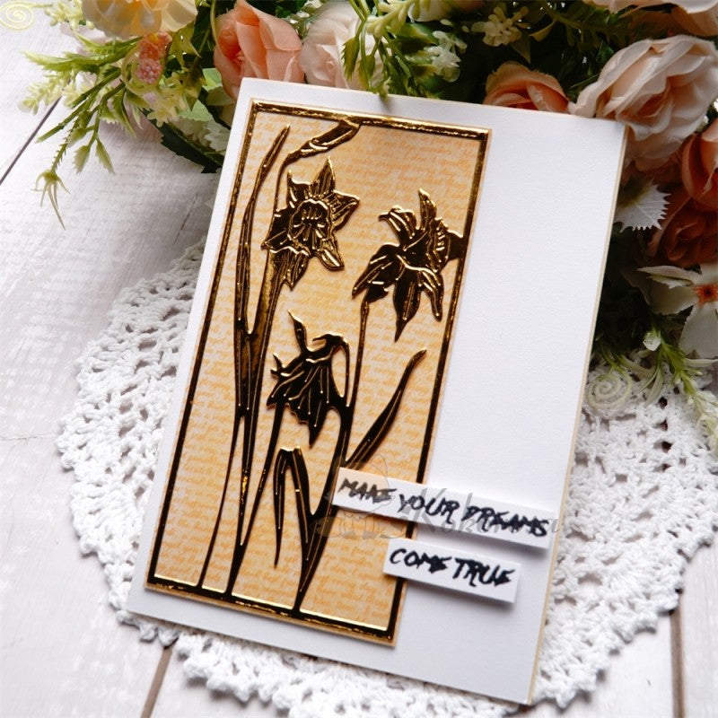 Kokorosa Metal Cutting Dies with Daffodils Flowers Frame Board