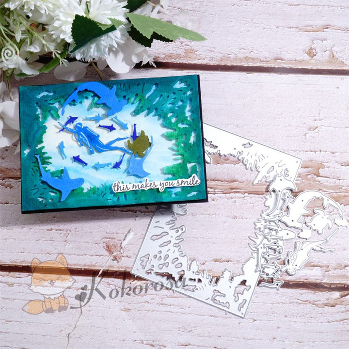 Kokorosa Metal Cutting Dies with Diver in Underwater World Frame Board