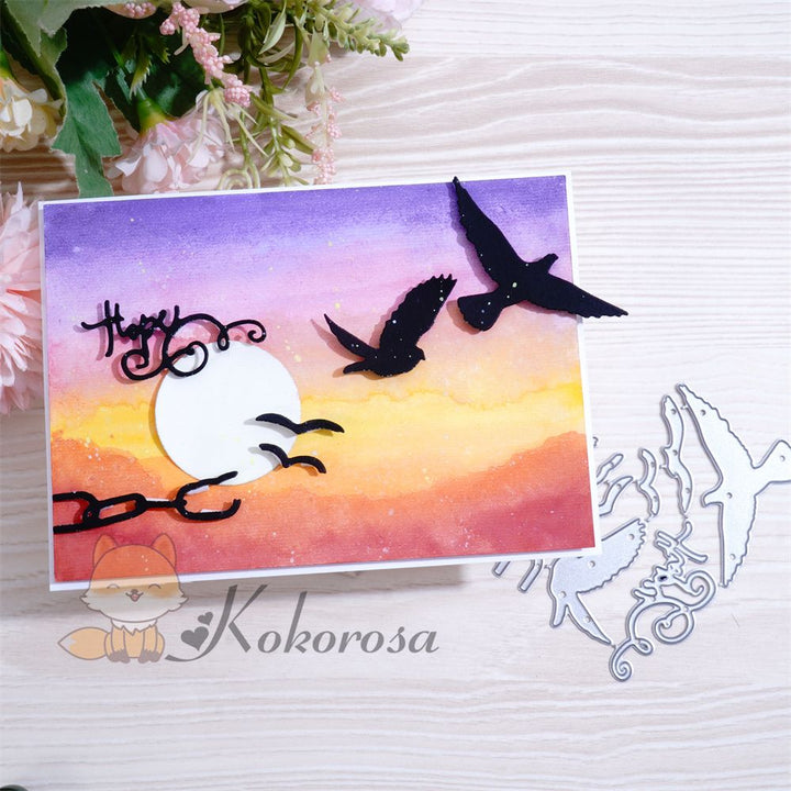 Kokorosa Metal Cutting Dies with Doves & "Happy" Word