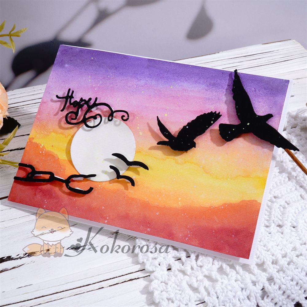 Kokorosa Metal Cutting Dies with Doves & "Happy" Word