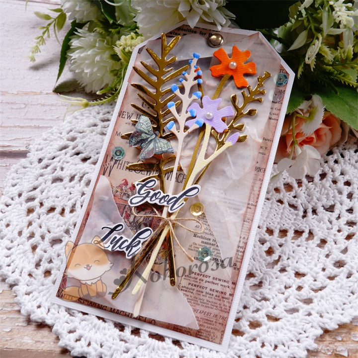Kokorosa Metal Cutting Dies with Dried Flowers Tag