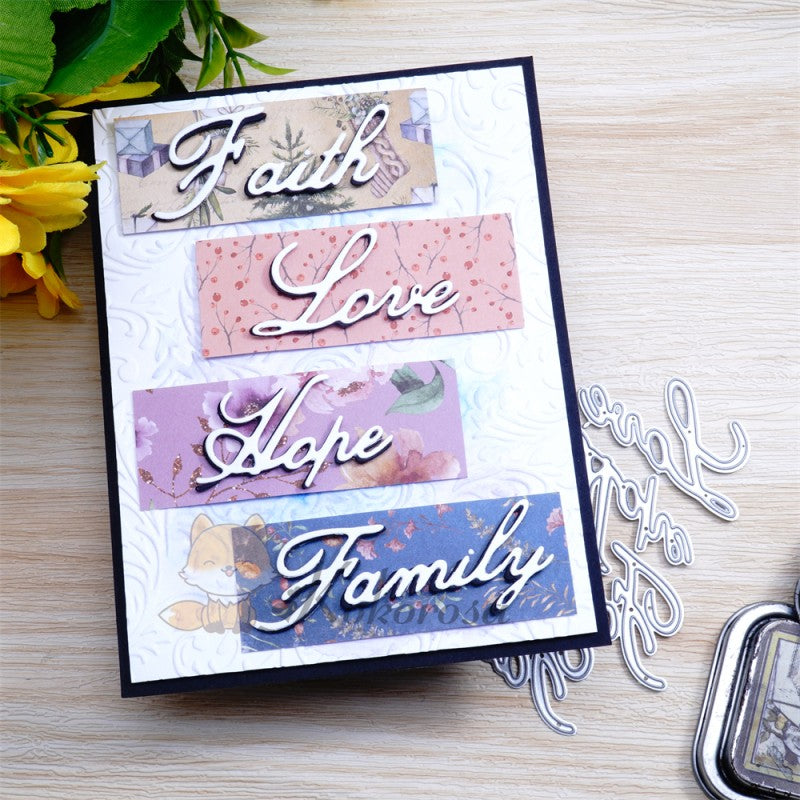 Kokorosa Metal Cutting Dies with "Faith, Love, Hope, Family" Word