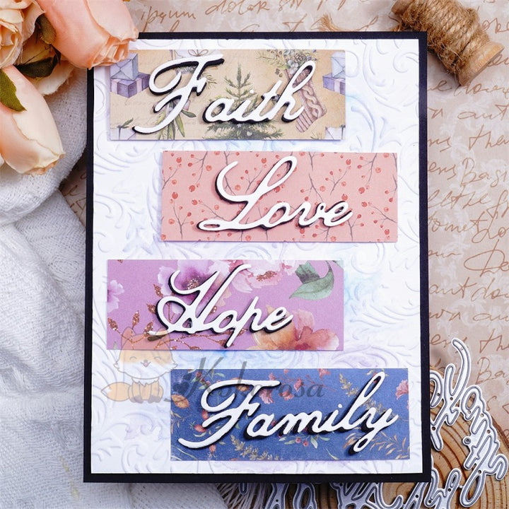 Kokorosa Metal Cutting Dies with "Faith, Love, Hope, Family" Word