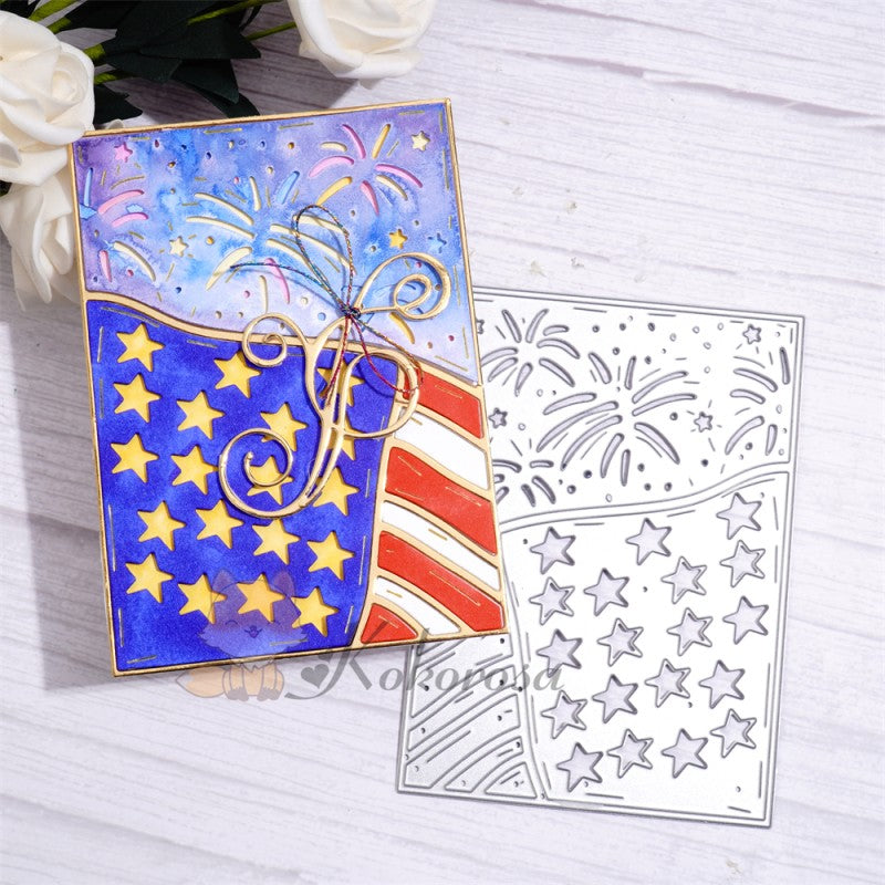 Kokorosa Metal Cutting Dies with Fireworks & Flag Background Board