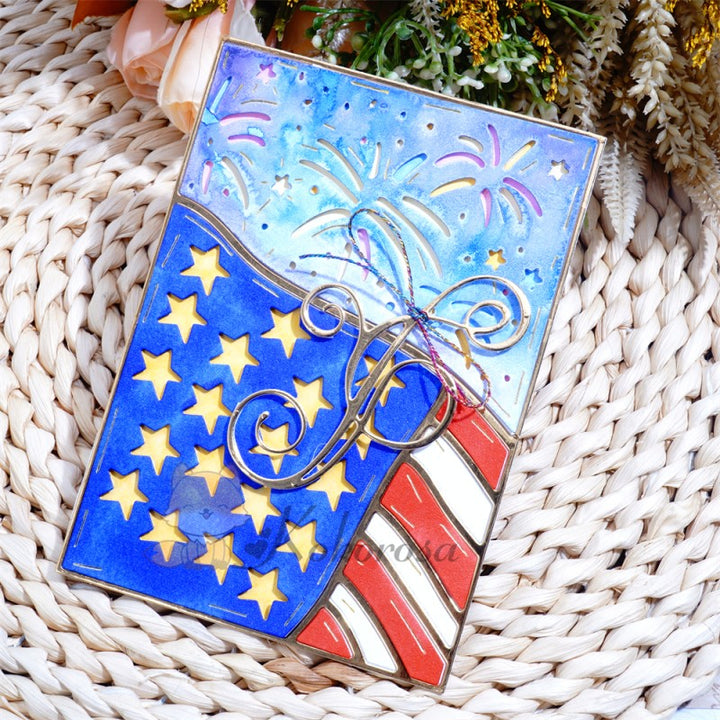 Kokorosa Metal Cutting Dies with Fireworks & Flag Background Board