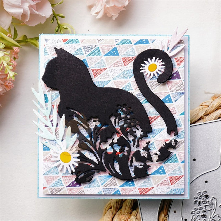 Kokorosa Metal Cutting Dies with Floral Cat Background Board