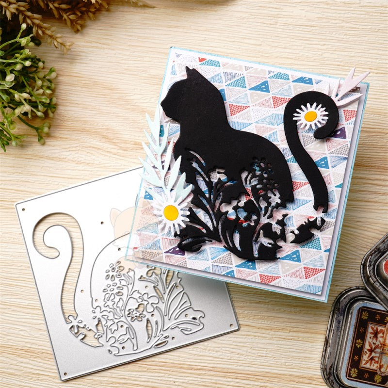 Kokorosa Metal Cutting Dies with Floral Cat Background Board