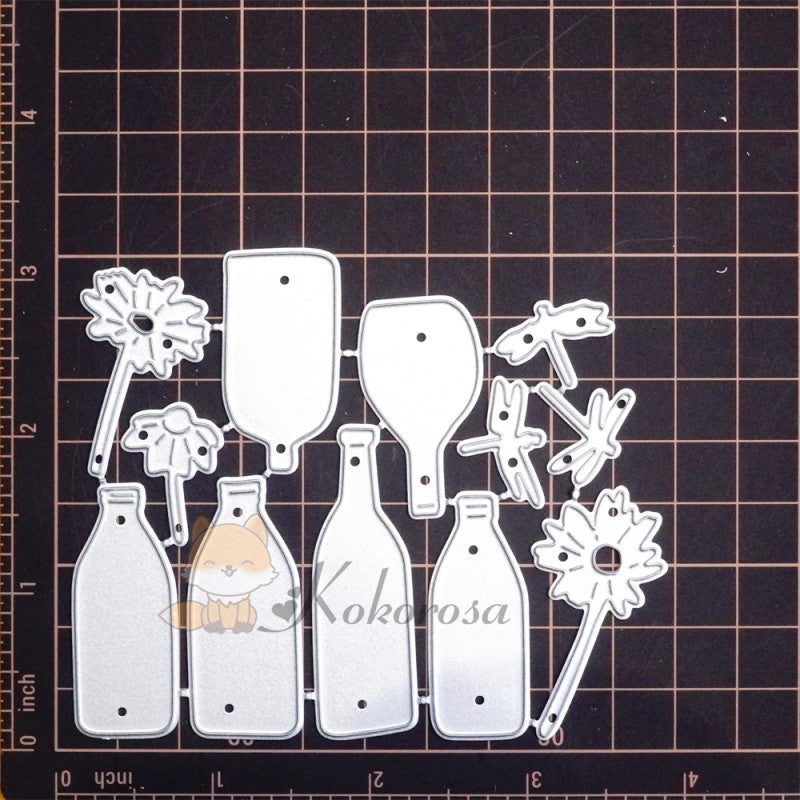Kokorosa Metal Cutting Dies with Flowers in Bottles