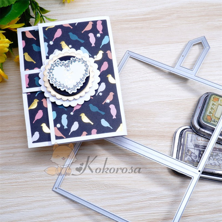 Kokorosa Metal Cutting Dies with Foldable Card with Round Buckle