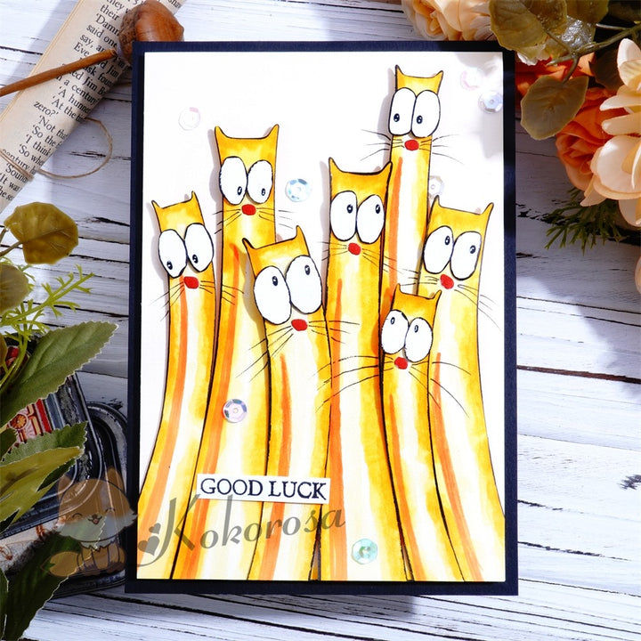 Kokorosa Metal Cutting Dies with Funny Long Striped Cats