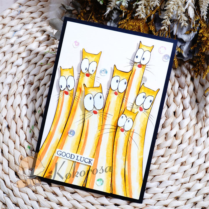 Kokorosa Metal Cutting Dies with Funny Long Striped Cats