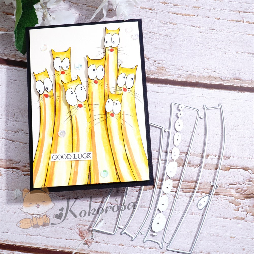 Kokorosa Metal Cutting Dies with Funny Long Striped Cats