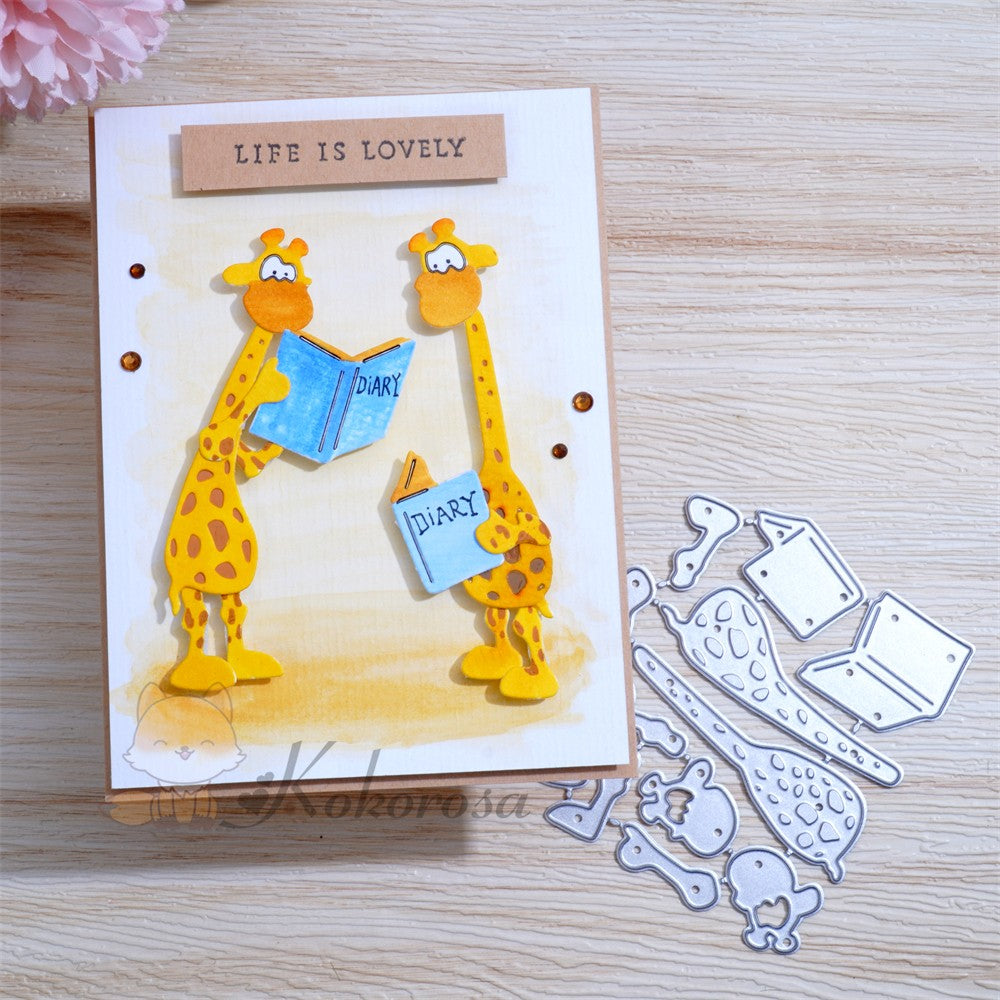 Kokorosa Metal Cutting Dies with Giraffes Reading Books