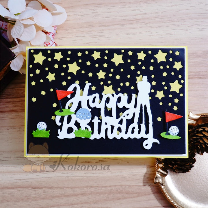 Kokorosa Metal Cutting Dies with Golf Theme "Happy Birthday" Word