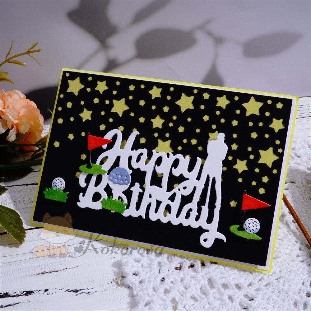 Kokorosa Metal Cutting Dies with Golf Theme "Happy Birthday" Word