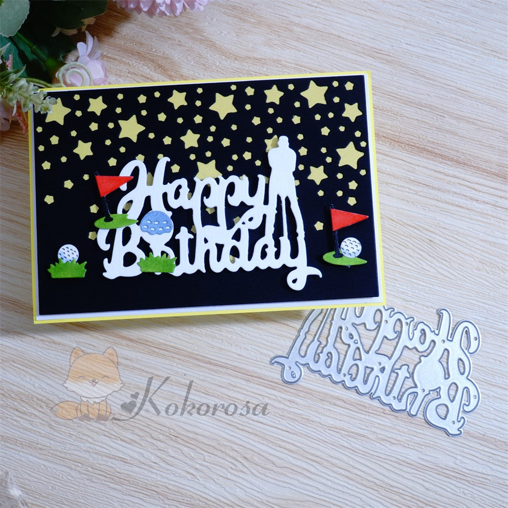 Kokorosa Metal Cutting Dies with Golf Theme "Happy Birthday" Word