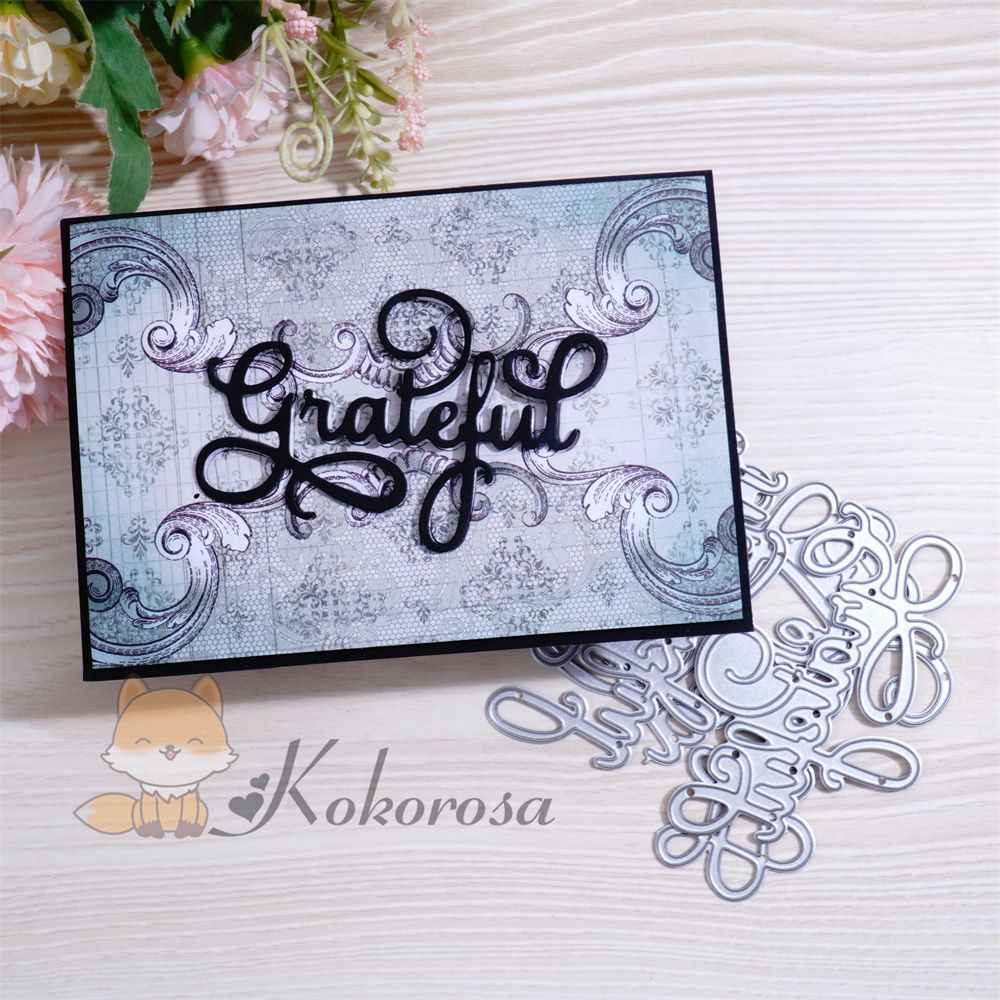 Kokorosa Metal Cutting Dies with "Grateful, Thankful, Blessed" Words