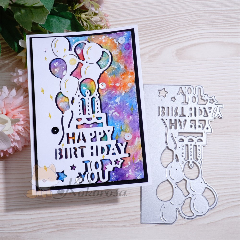 Kokorosa Metal Cutting Dies with HAPPY BIRTHDAY Balloon Border