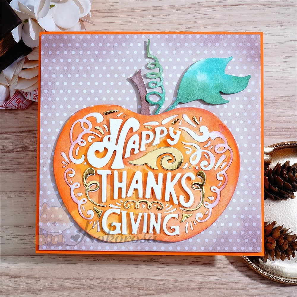 Kokorosa Metal Cutting Dies with "HAPPY THANKSGIVING" Pumpkin