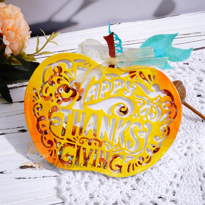 Kokorosa Metal Cutting Dies with "HAPPY THANKSGIVING" Pumpkin