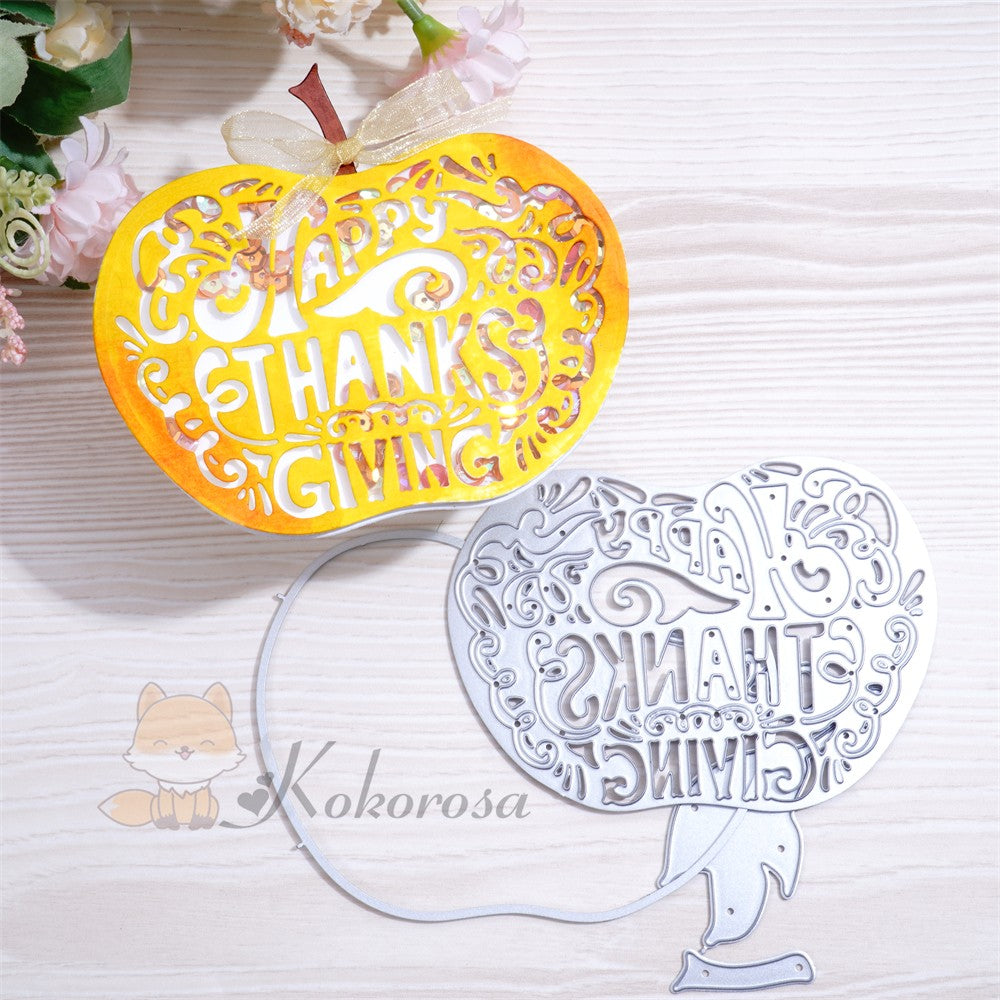 Kokorosa Metal Cutting Dies with "HAPPY THANKSGIVING" Pumpkin