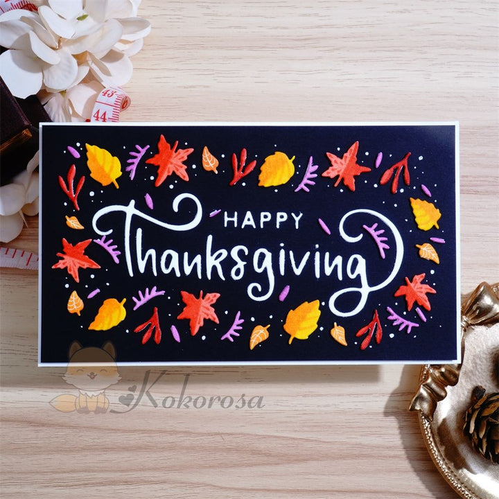 Kokorosa Metal Cutting Dies with "HAPPY Thanksgiving" Background Board