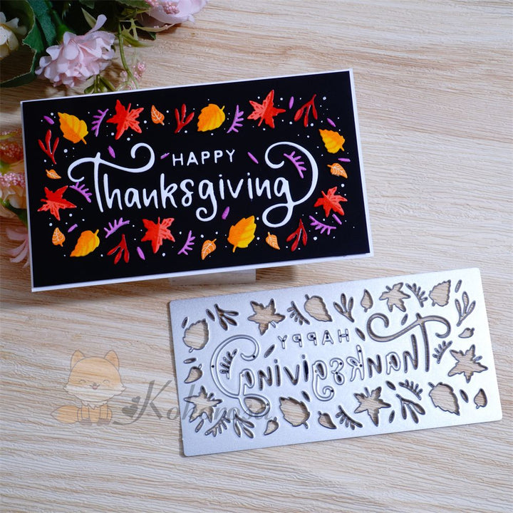 Kokorosa Metal Cutting Dies with "HAPPY Thanksgiving" Background Board