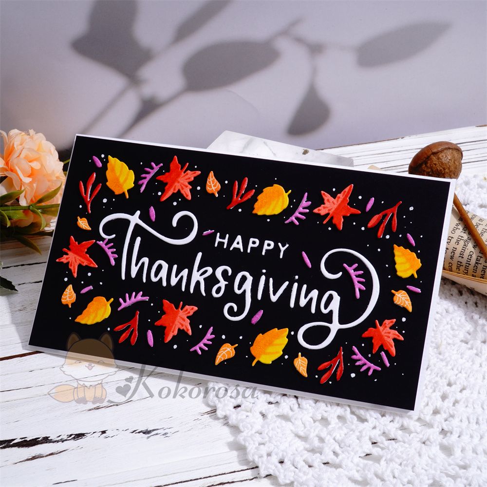 Kokorosa Metal Cutting Dies with "HAPPY Thanksgiving" Background Board