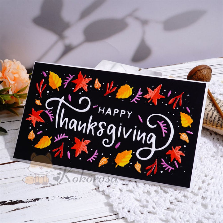 Kokorosa Metal Cutting Dies with "HAPPY Thanksgiving" Background Board