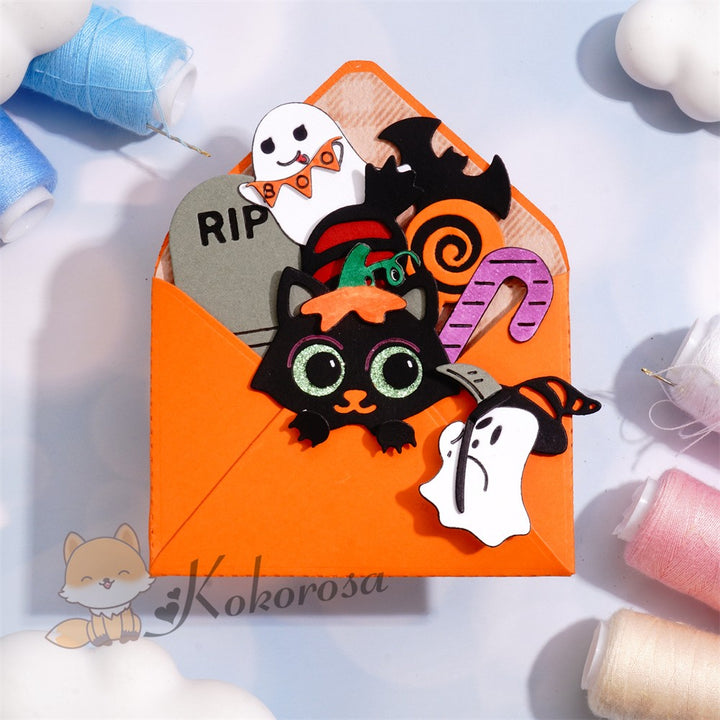 Kokorosa Metal Cutting Dies with Halloween Elements in Envelope