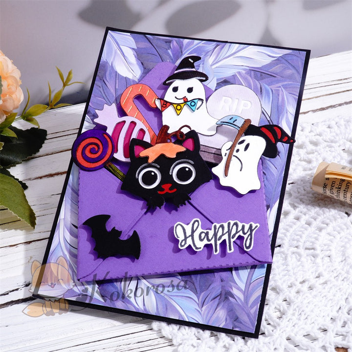 Kokorosa Metal Cutting Dies with Halloween Elements in Envelope