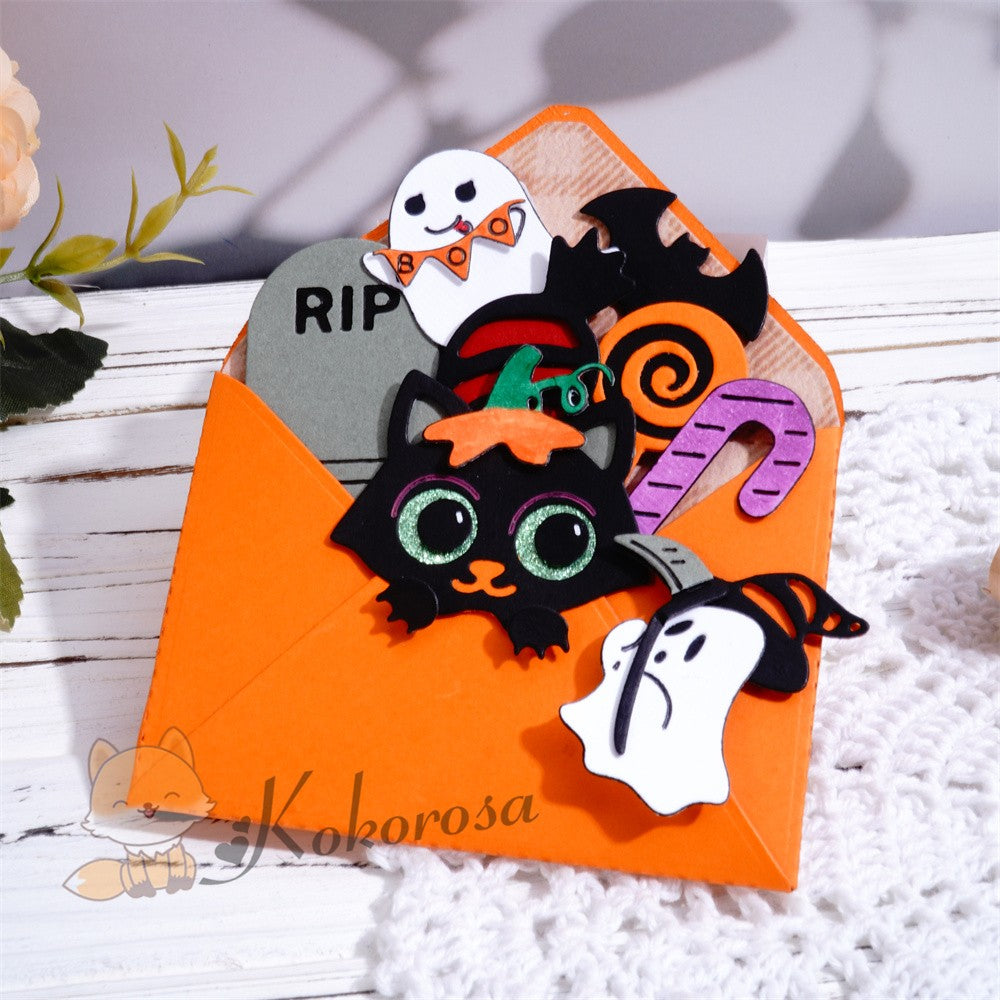 Kokorosa Metal Cutting Dies with Halloween Elements in Envelope