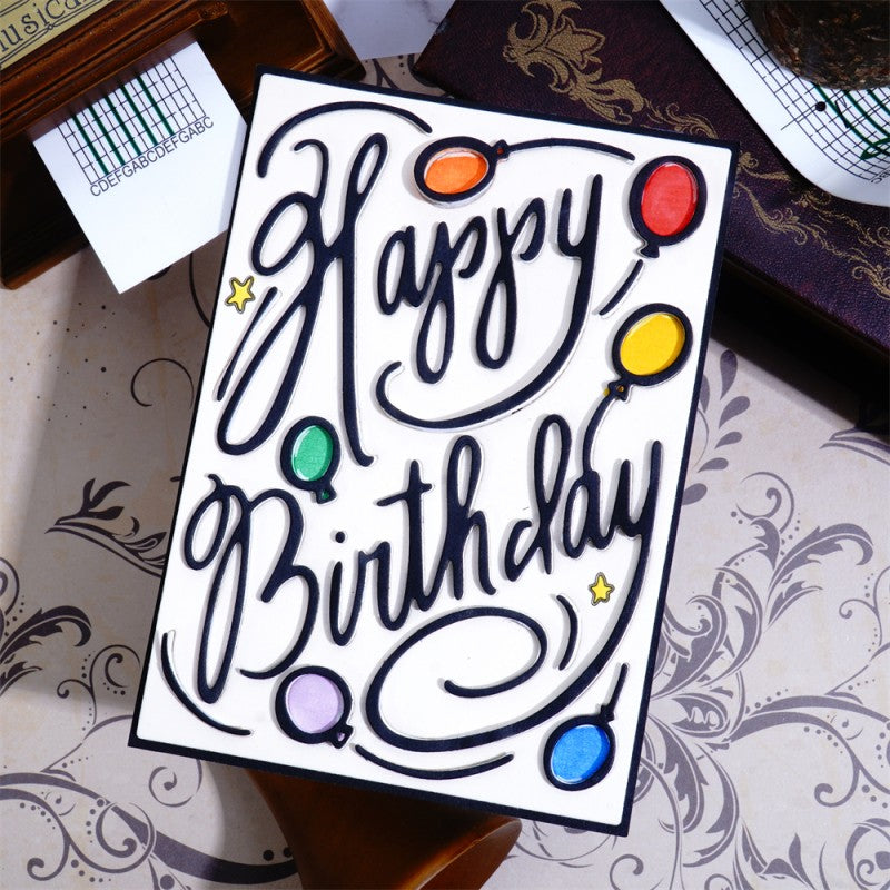 Kokorosa Metal Cutting Dies with Happy Birthday Background Board