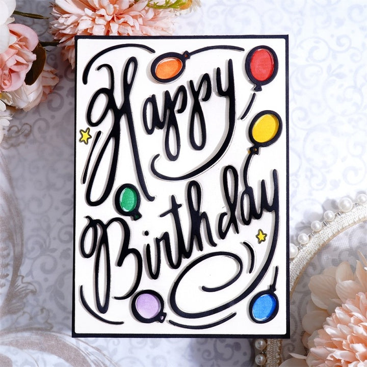 Kokorosa Metal Cutting Dies with Happy Birthday Background Board