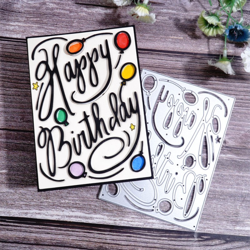 Kokorosa Metal Cutting Dies with Happy Birthday Background Board