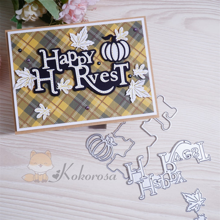 Kokorosa Metal Cutting Dies with "Happy Harvest" Word