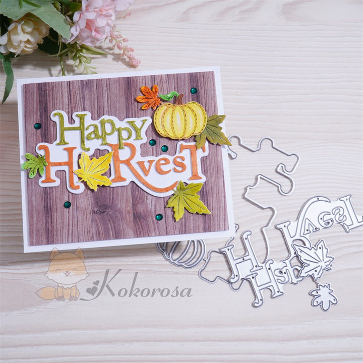 Kokorosa Metal Cutting Dies with "Happy Harvest" Word