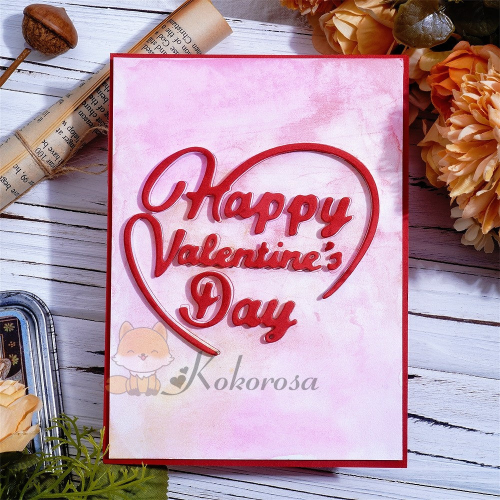 Kokorosa Metal Cutting Dies with "Happy Valentine's Day" Word